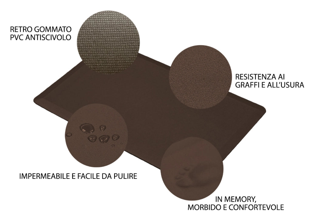 Tappeto Bagno Memory Ultrasoft Antiscivolo Impermeabile Tinta Unita Giulia - 44x190 - Marrone