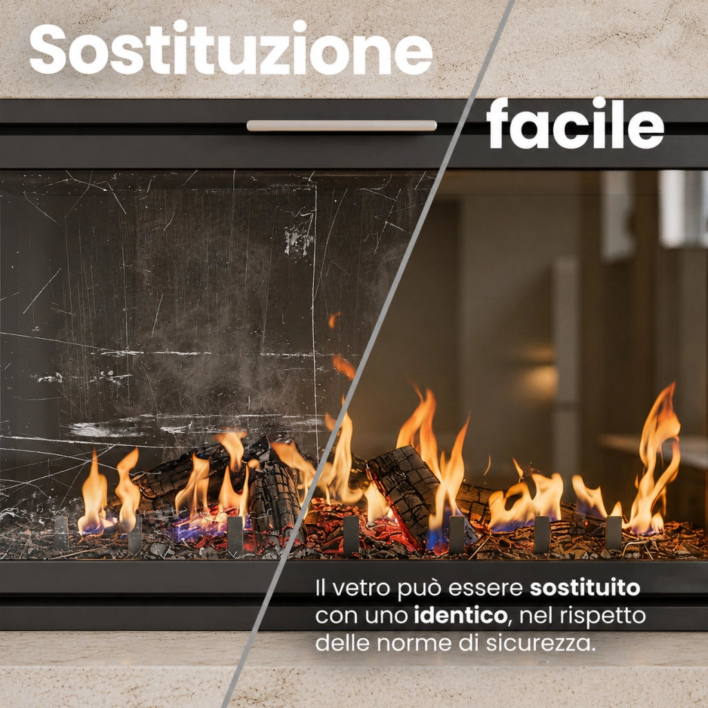 633 x 347 x 4 mm - Vetro per stufa a legna - vetro camino di ricambio - vetro per caminetto resistente al fuoco - France Vitre