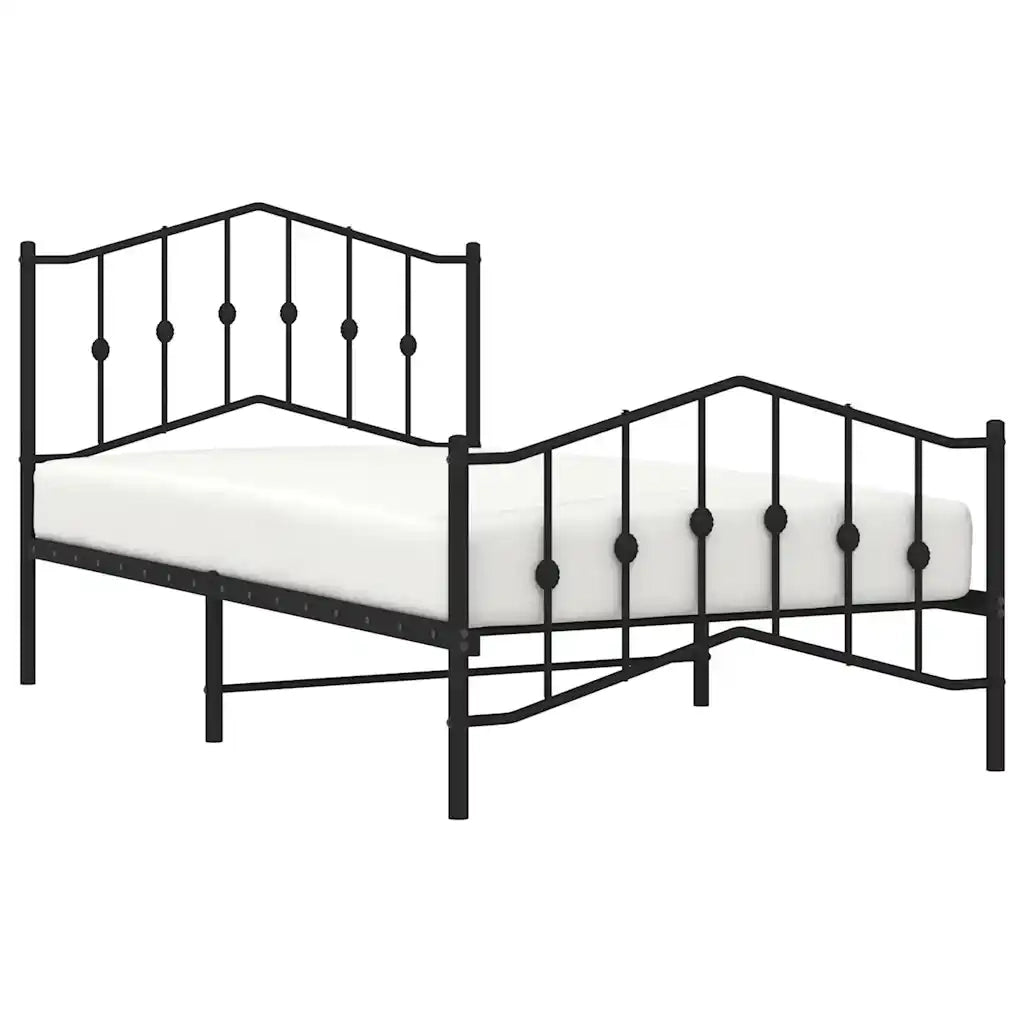 Giroletto con Testiera e Pediera Metallo Nero 100x190 cm 373801