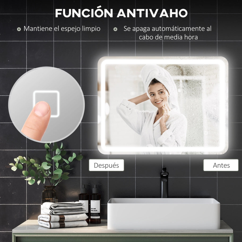 Specchio da Bagno LED Antivaho 60x80 cm ¨C Minimal ¨C Bianco
