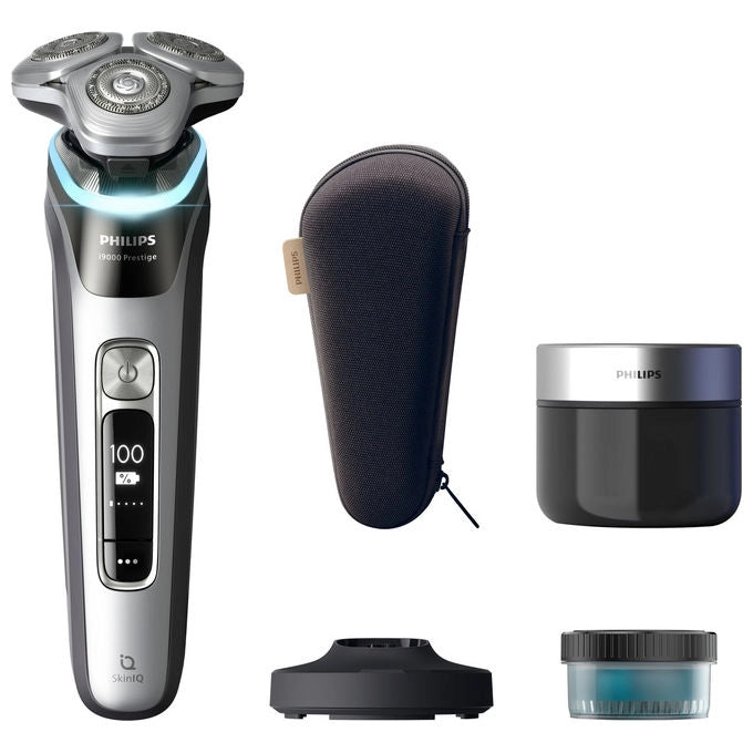 Philips XP9204-30 i9000 Prestige Rasoio elettrico rotativo bagnato e asciutto 3 testine autonomia 60 min colore Argento