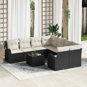 Set di divani con cuscino 9 pcs Nero e Crema polyrattan 3354646