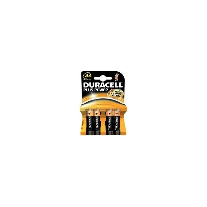 Duracell MN1500B4 Plus Power Batterie Stilo AA Alcaline 1,5V 3250 mAh 4 pezzi colore Nero Rame