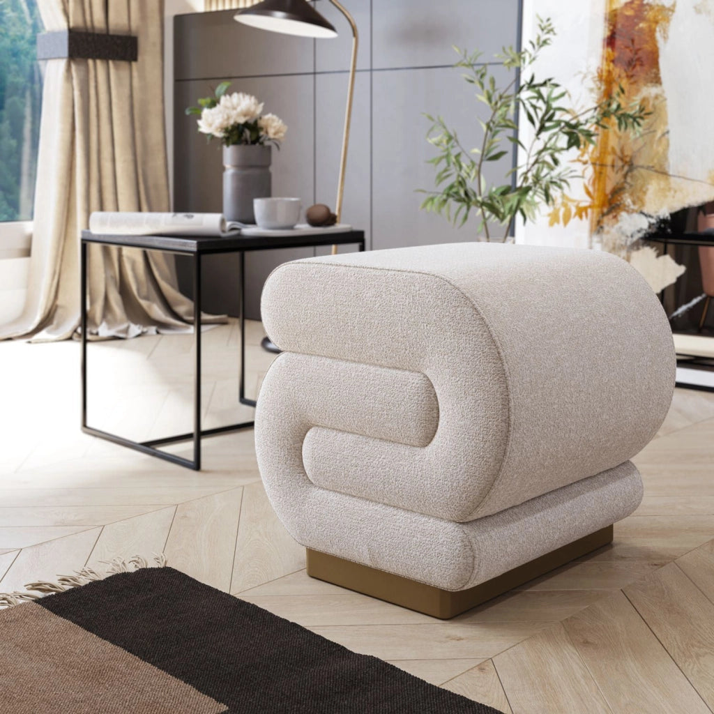 Pouf in legno "Sally" 40 x 42 x 42 cm - Crema