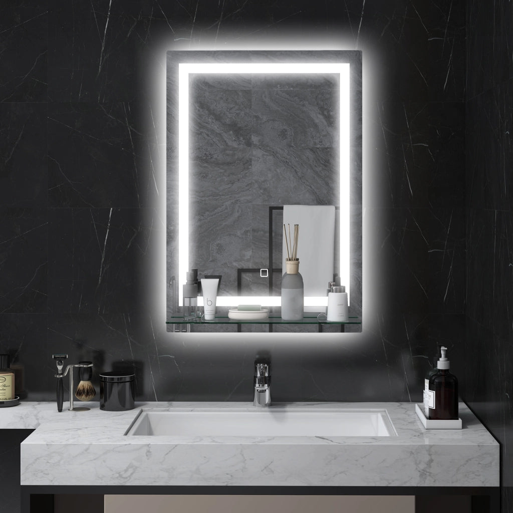 Specchio LED con Ripiano Integrato ¨C Minimal ¨C Grigio 60x30x15