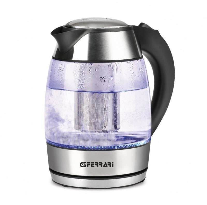 G3 Ferrari BolleBlu bollitore elettrico 1,8 L 2200 W Nero, Acciaio inossidabile, Trasparente