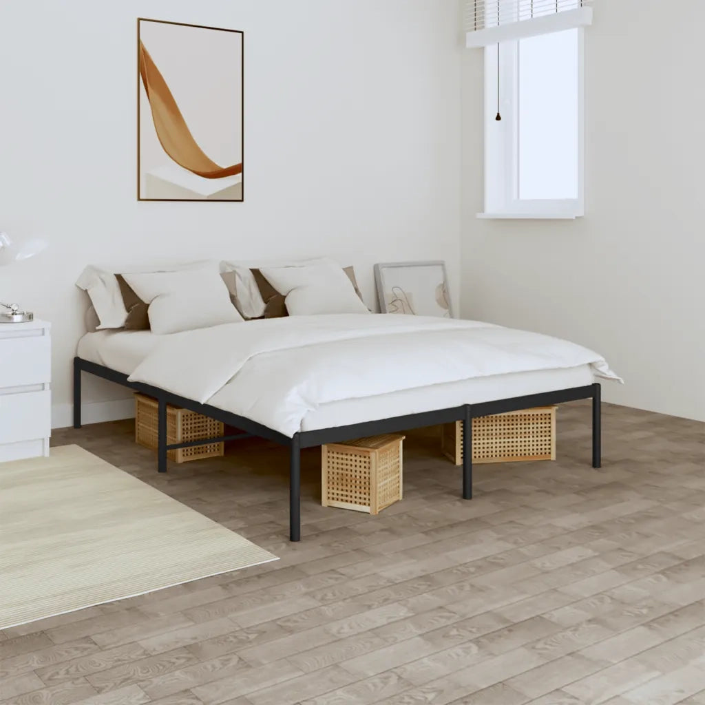 Letto matrimoniale | Letto per adulti | Giroletto in Metallo Nero 150x200 cm