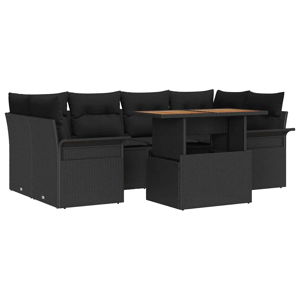 Set Divano da Giardino con archiviazione 7 pcs Nero Poly Rattan 3358025