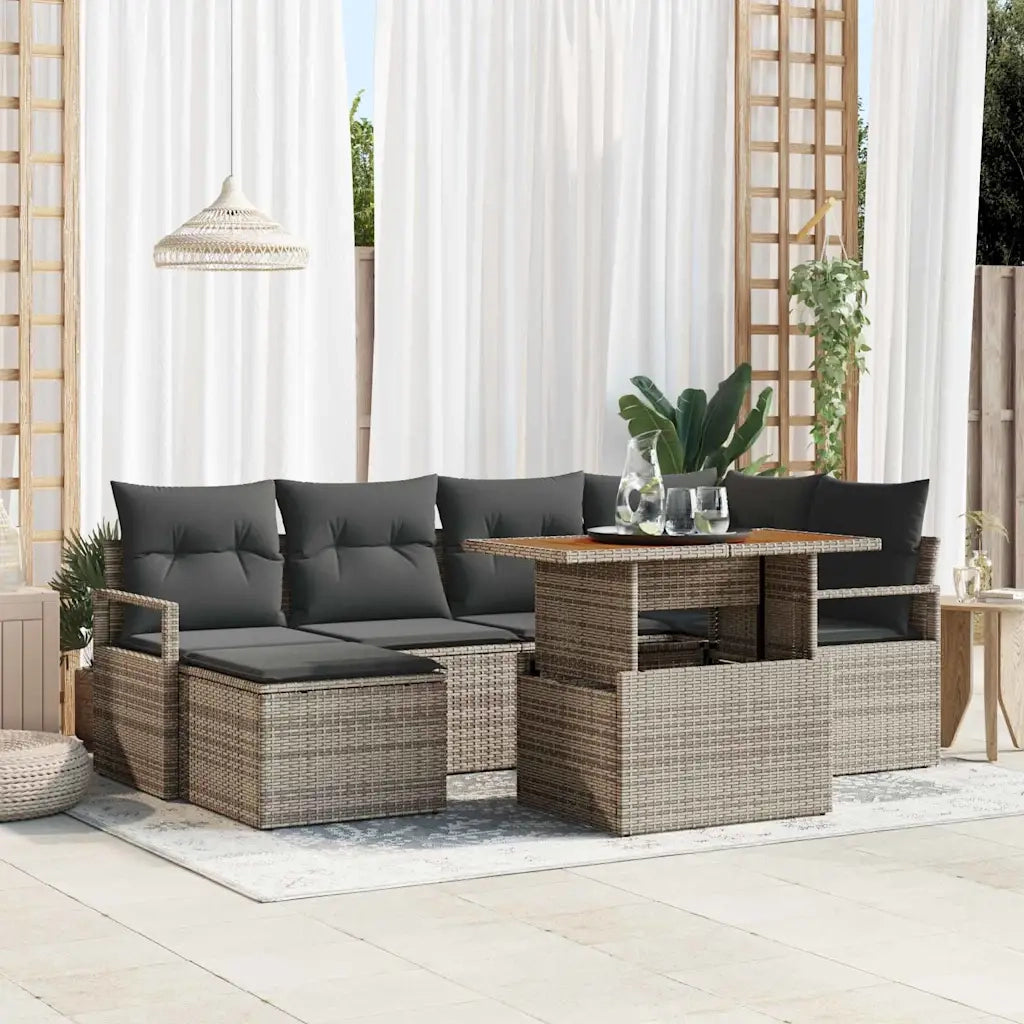 Set Divano da Giardino 7 pcs Grigio Poly Rattan 3358470