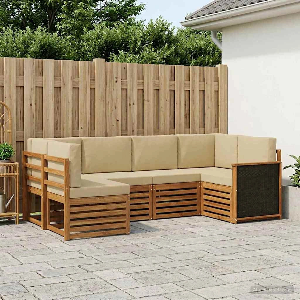 Set di divani da esterno 5 pz Naturale 3384764