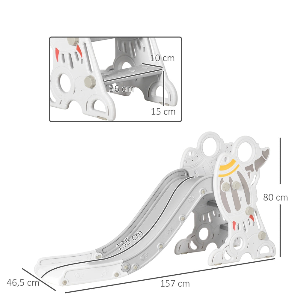Scivolo per bambini con adesivi ¨C zephmum ¨C grigio, design razzo, 157x46.5x80 cm