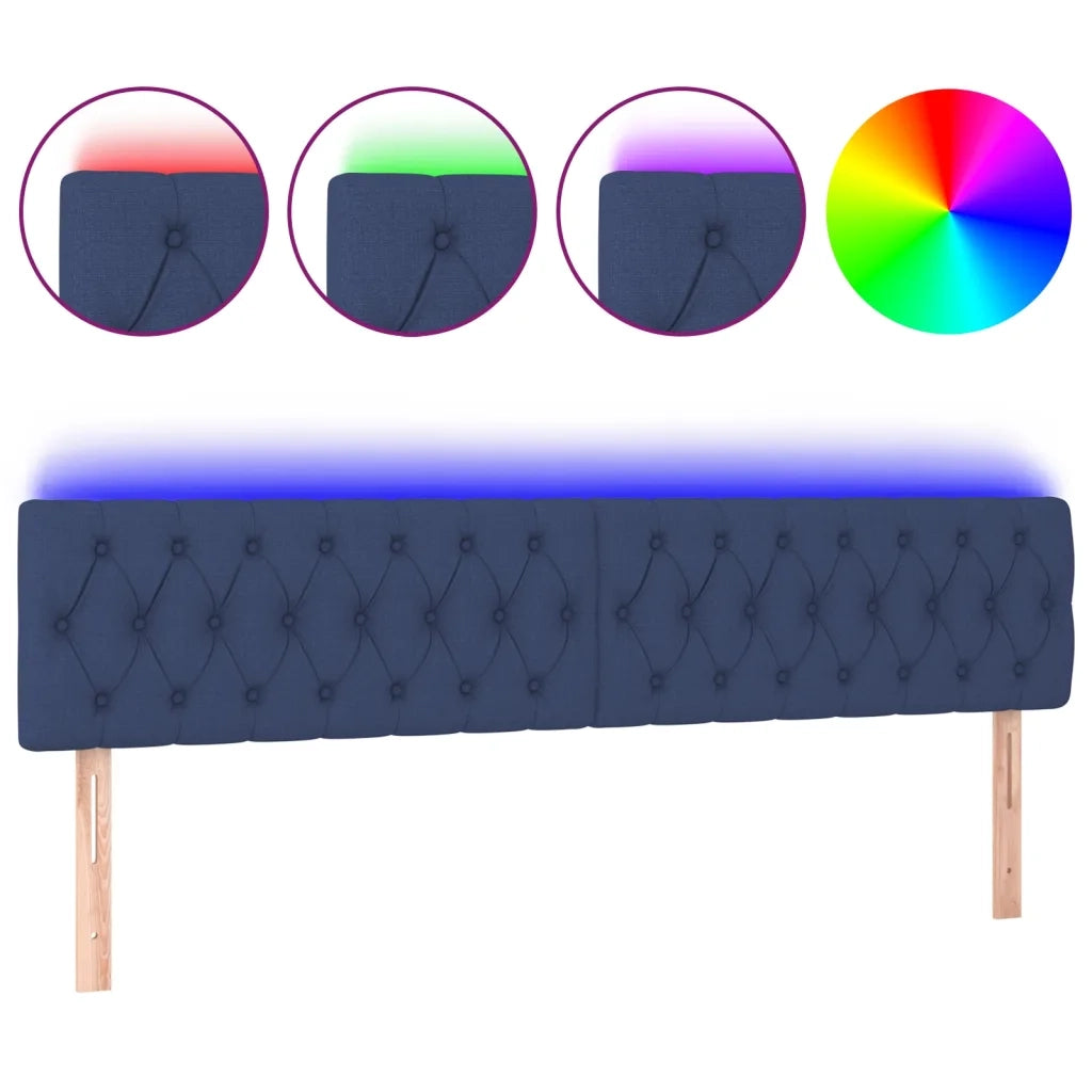 Testiera a LED-Testata con LED Blu 200x7x78/88 cm in Tessuto