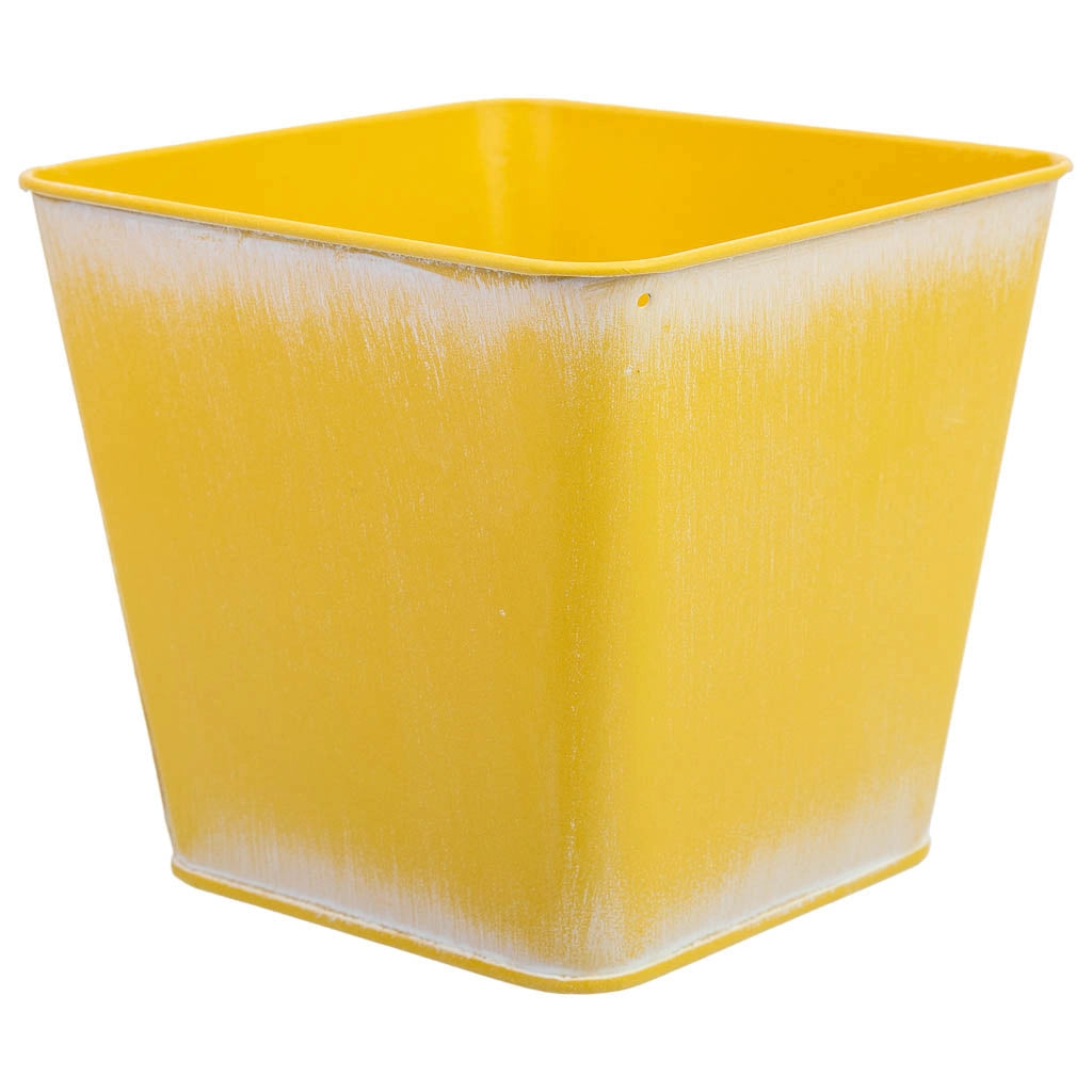 Cestino giallo in metallo 14,5x13x10,5