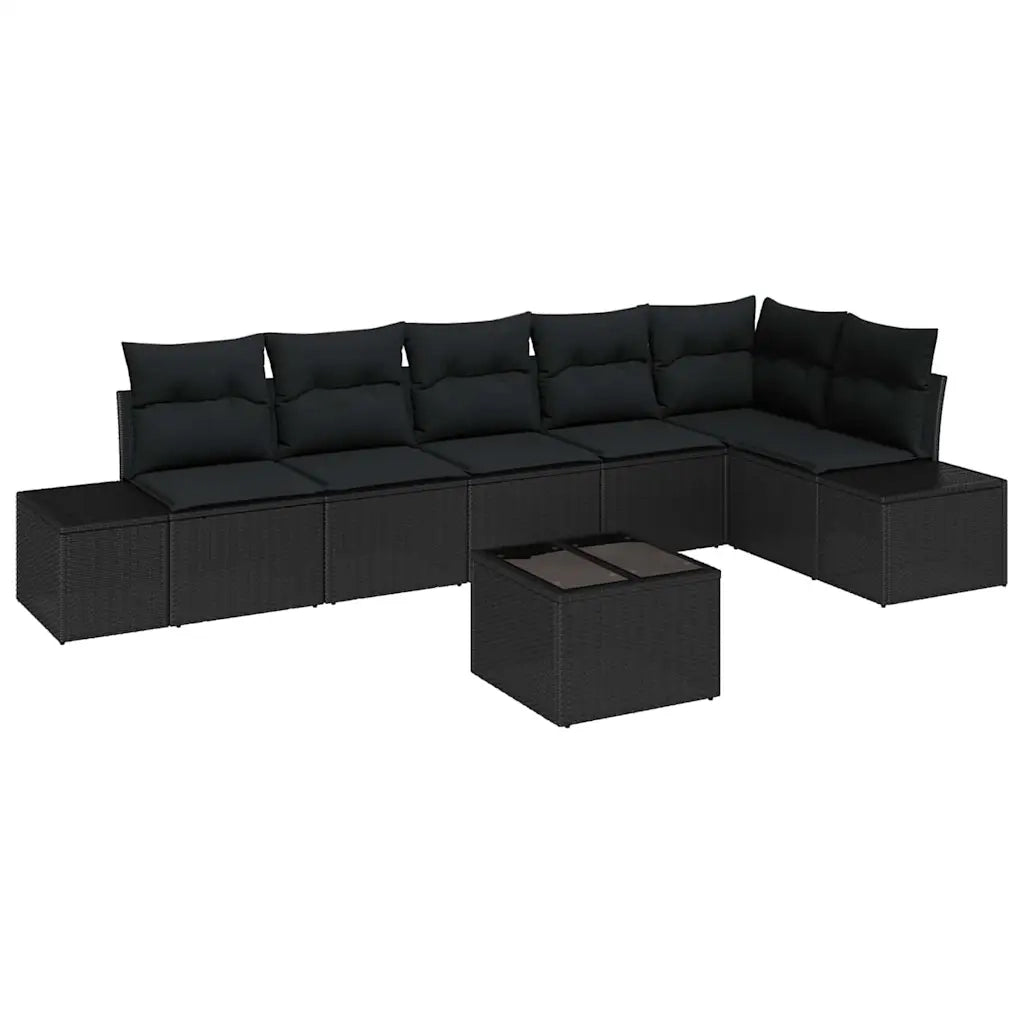 Set Divano da Giardino con archiviazione Nero polyrattan 3355762