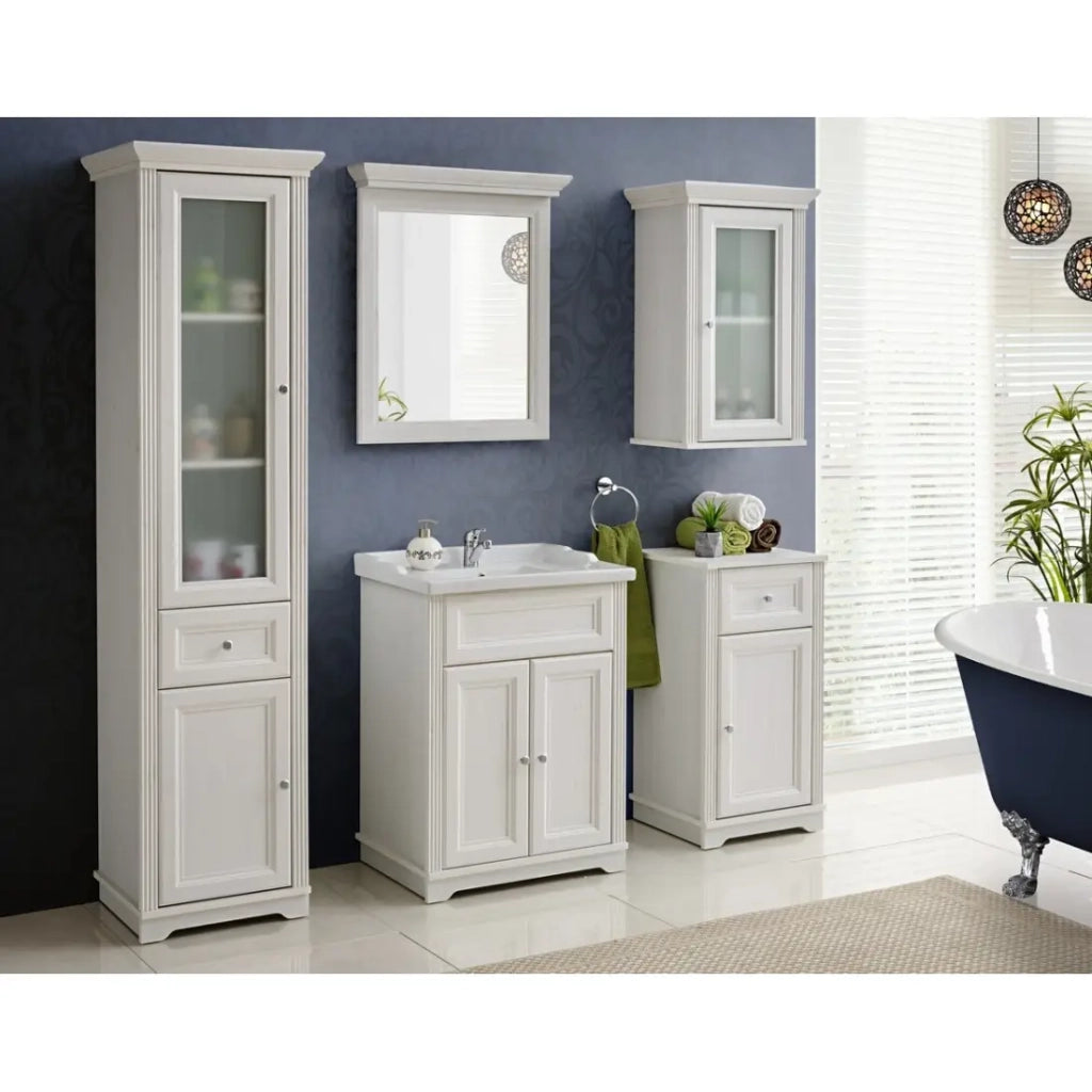 Specchio bagno bianco 76x65 cm cornice spessa 11 cm design
