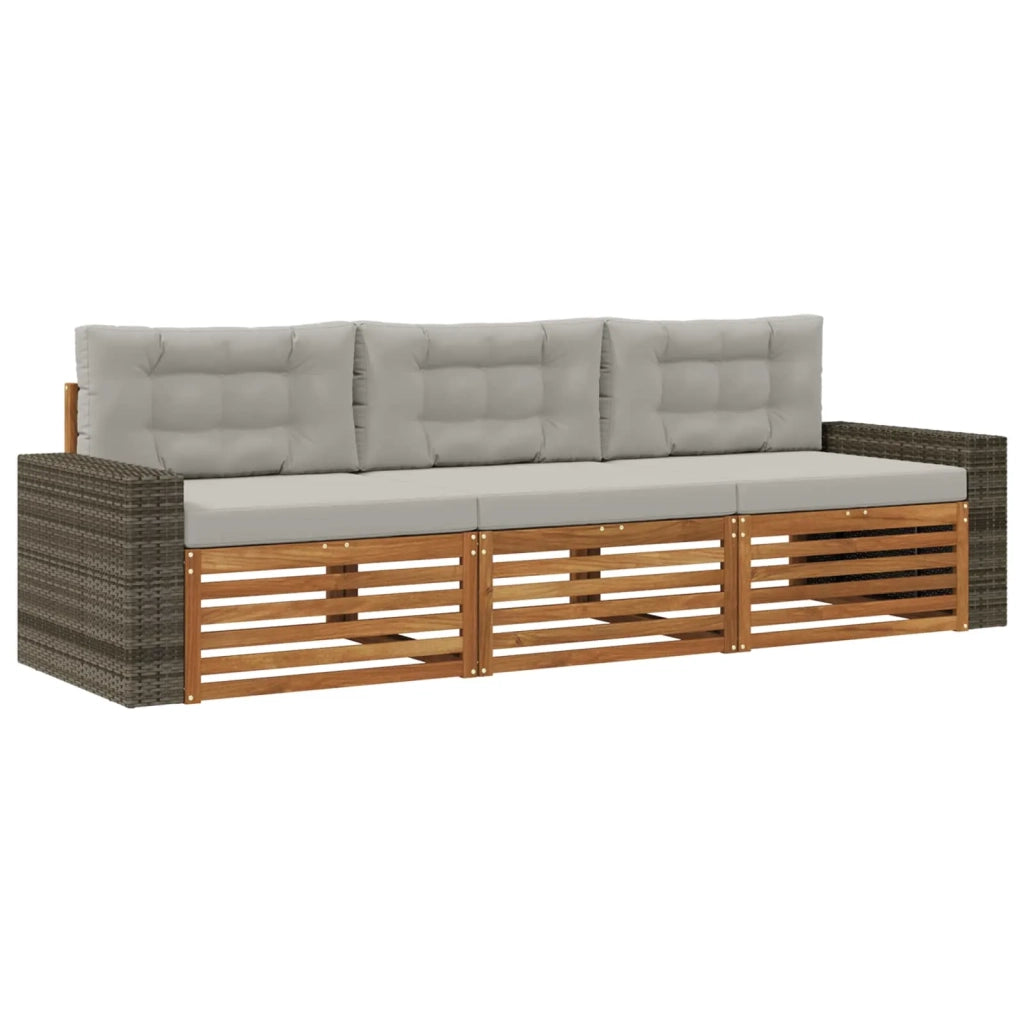 Set di divani da esterno 3 pz Naturale e Grigio Chiaro 3382979