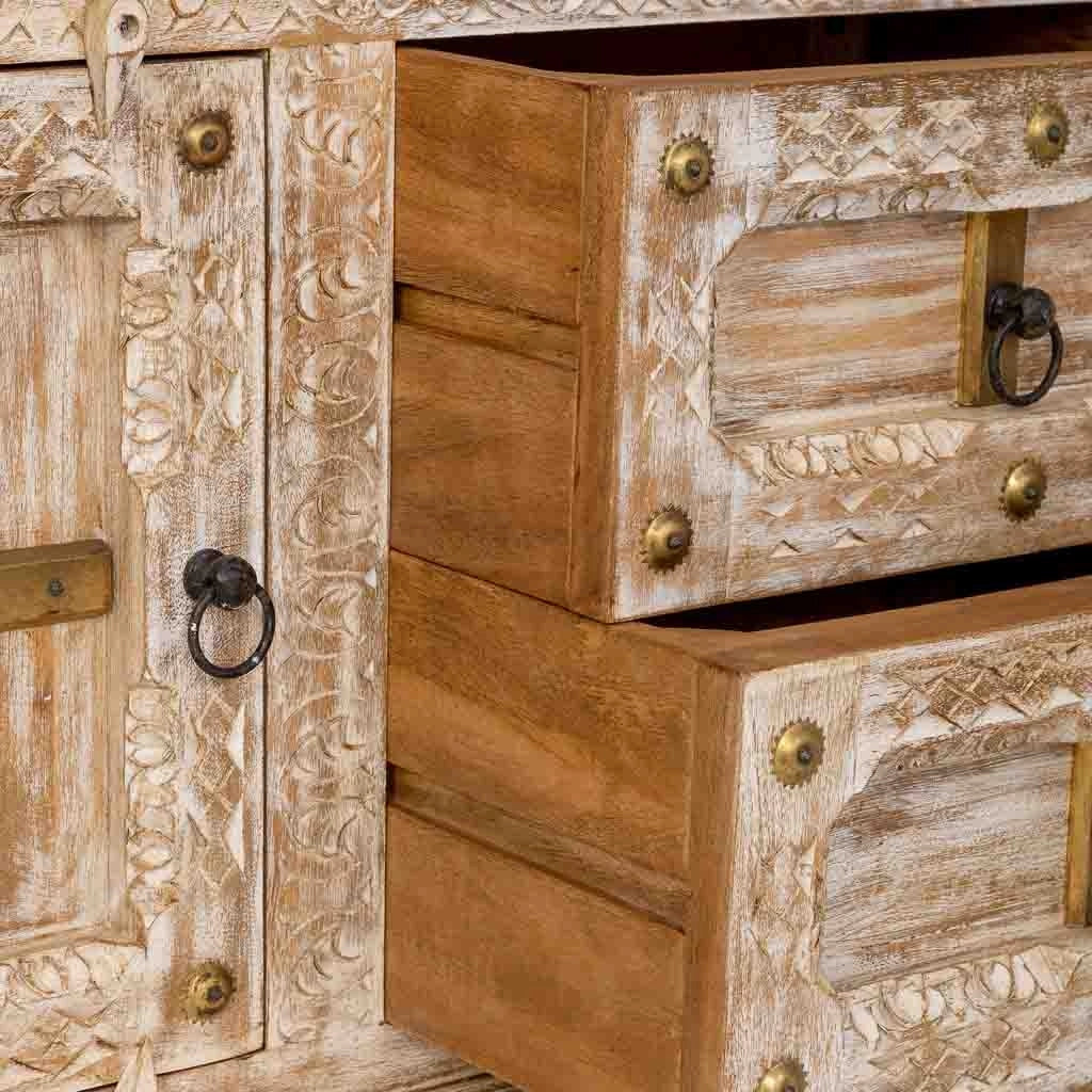 Mobiletto basso in legno bianco 165x46x65h cm