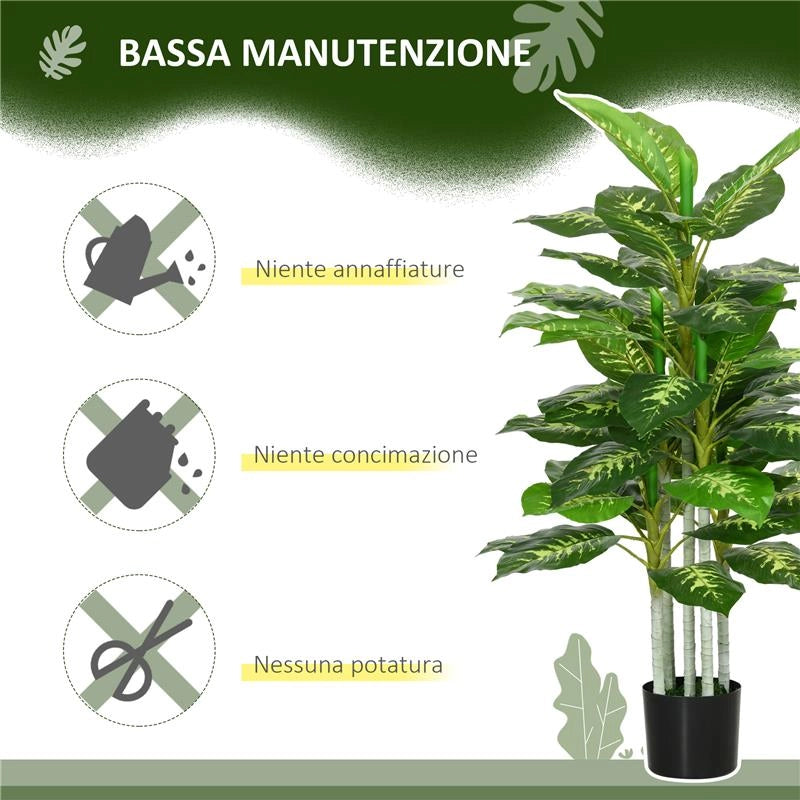 PIANTA ARTIFICIALE DECORATIVA ALTA 120 CM CON VASO NERO PER INTERNI ED ESTERNI