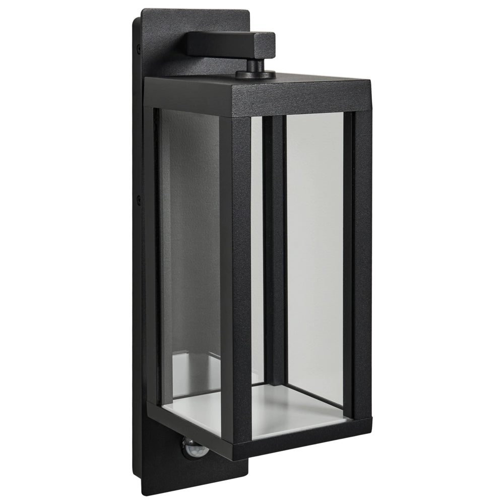 Applique moderna da esterno a LED nera in alluminio con sensore di movimento IP54