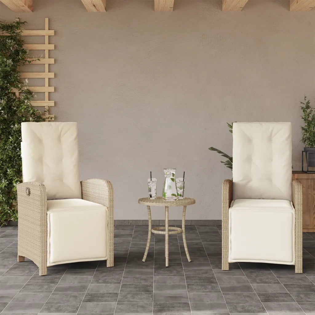 Set da Bistrò 3 pz con Cuscini Beige in Polyrattan 365204