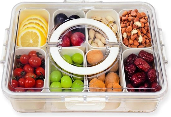 Contenitore per snack con cassetti, piatto per snack con coperchio, contenitore per snack per bambini, contenitore per snack, contenitore per conservazione di snack, caramelle, frutta, noci, spezie