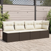 Divano da Giardino a 4 Posti con Cuscini-Sofa da Giardino-Divano da esterno in Polyrattan Marrone