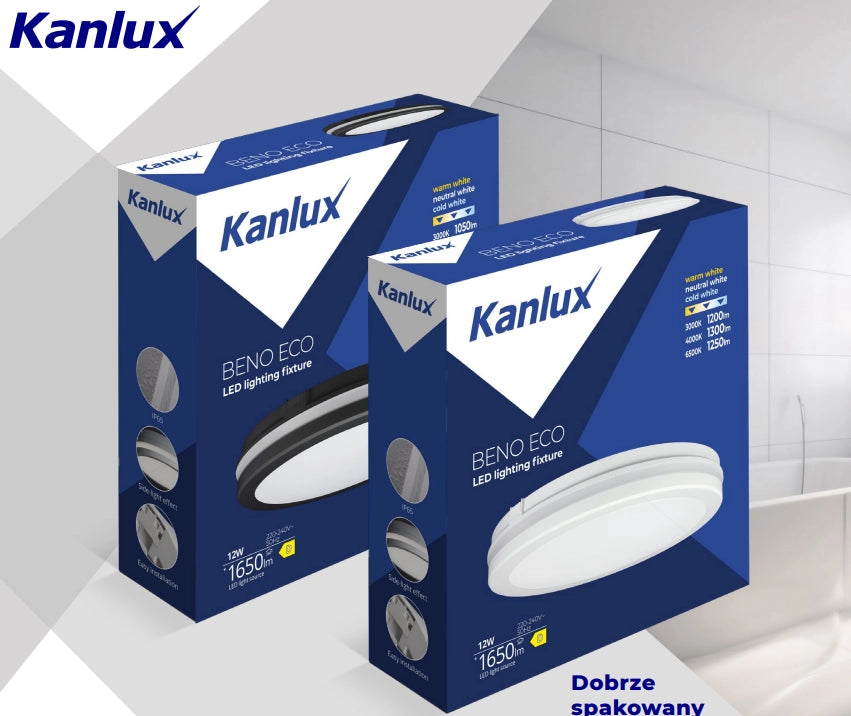 Plafoniera LED Kanlux BENO ECO bianca 40cm 40W CCT IP65