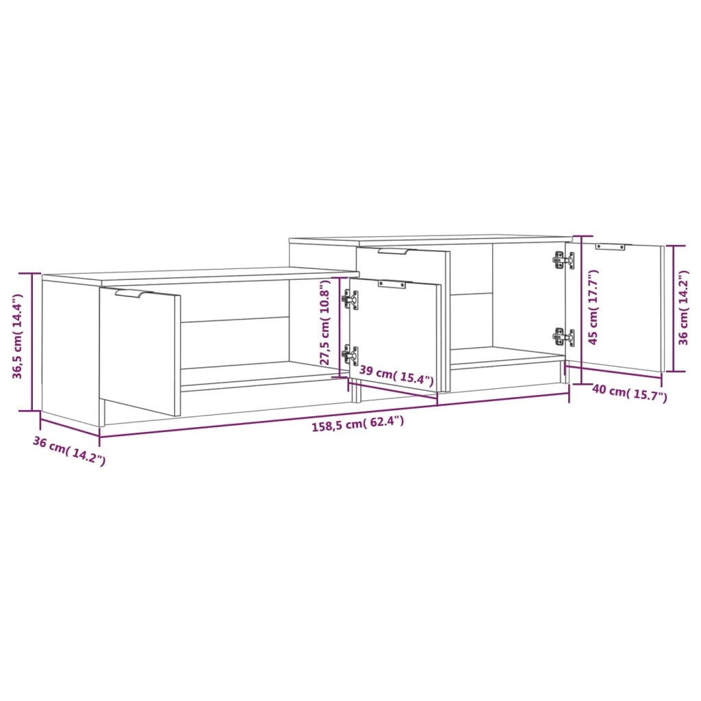 Mobile TV-Credenza per TV-Console TV Rovere Fumo 158,5x36x45 cm in Legno Multistrato