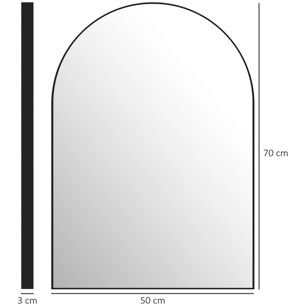 Specchio da Bagno Curvo ¨C Zephmum ¨C Nero, Cornice Alluminio, 50x70 cm