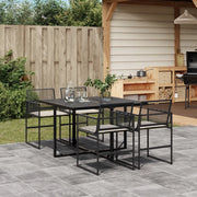 Set da Pranzo da Giardino 5 pz Nero con Cuscini in Polyrattan 3295008