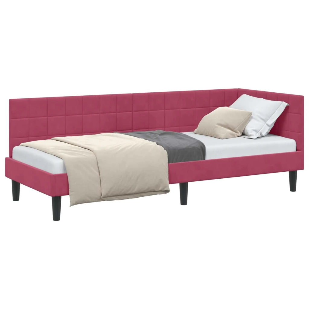 Cornice del letto ad angolo Rosso Vino 80 cm x 200 cm Velluto 42016412