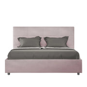 BS COM Letto queen size con rete imbottito 150x190 microfibra glicine