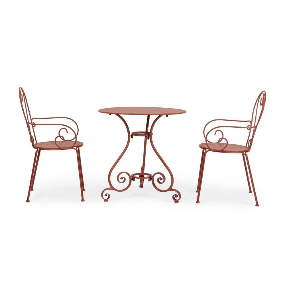 Tavolo Rotondo Acciaio Rosso Rustico da Esterno 70 cm - JENARIS