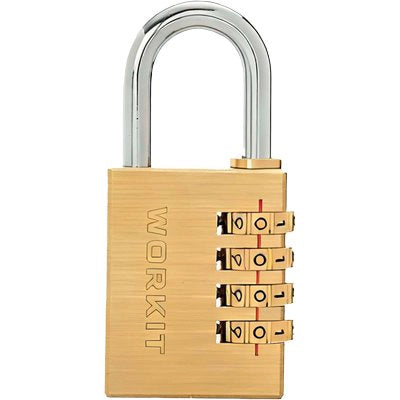 LUCCHETTO A COMBINAZIONE CE WORKIT - OTTONE ARCO CROMATO MM 40- 6 pezzi
