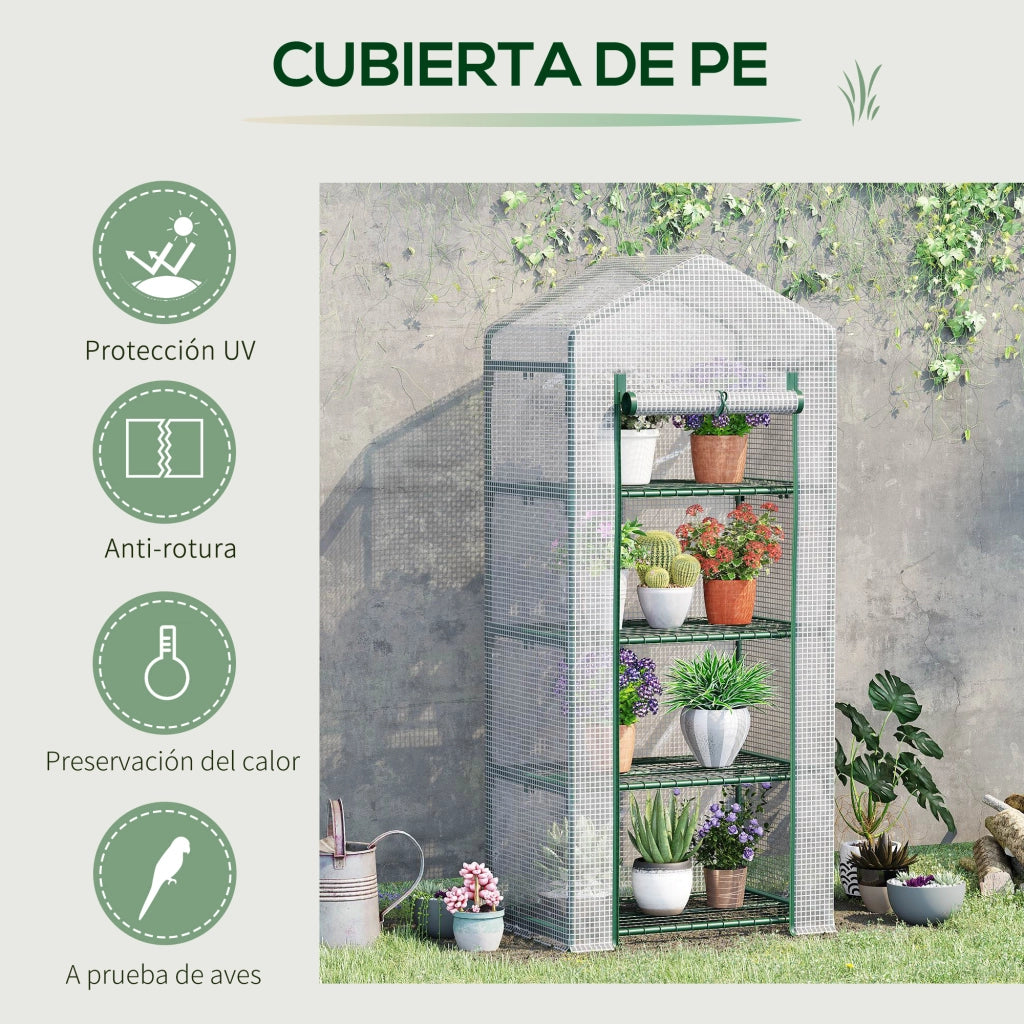 Serra da Giardino con 4 Ripiani ¨C Minimal ¨C 70x50x160 cm Bianco