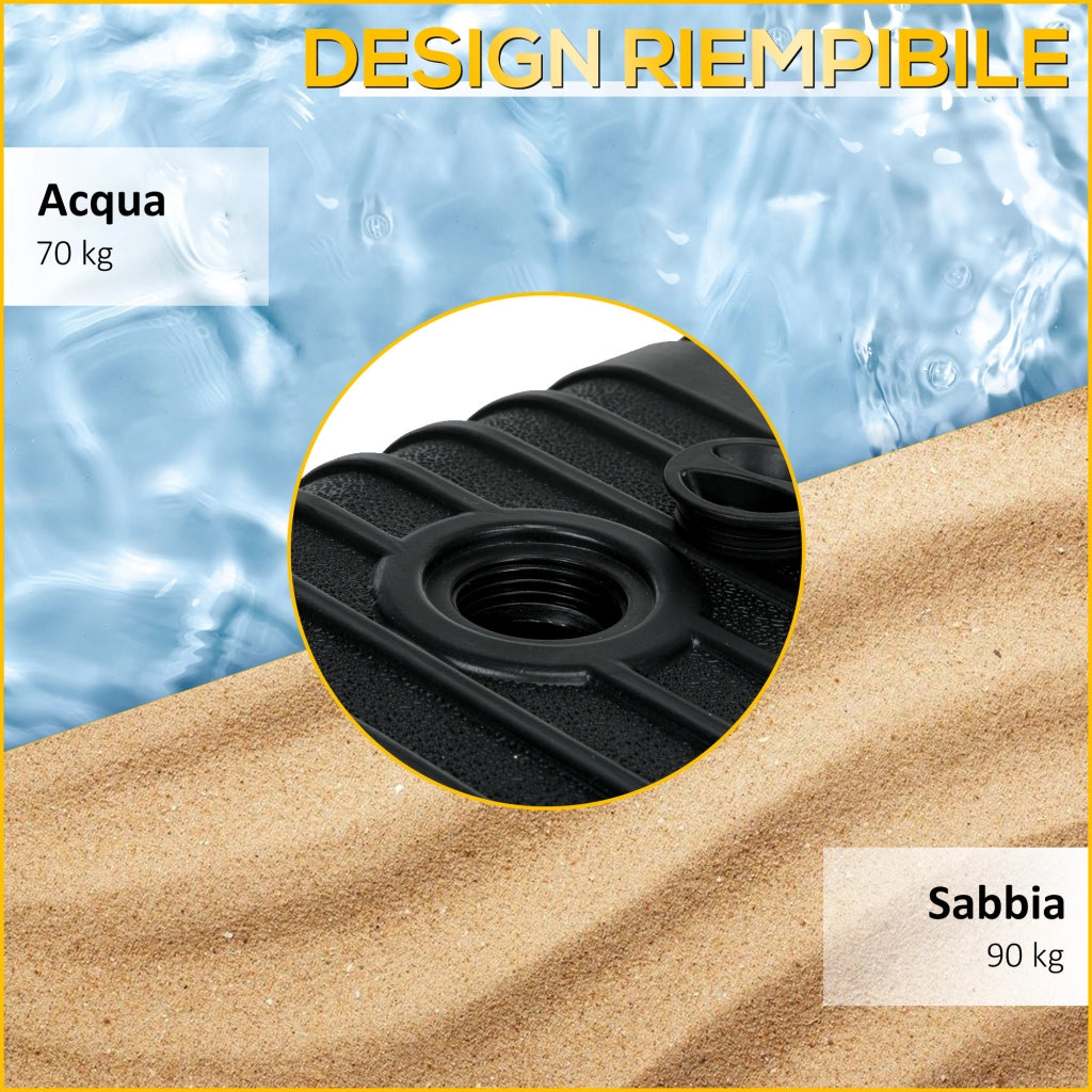 Base Ombrellone Riempibile con Acqua e Sabbia ¨C Minimal ¨C 80x60 cm, Nero