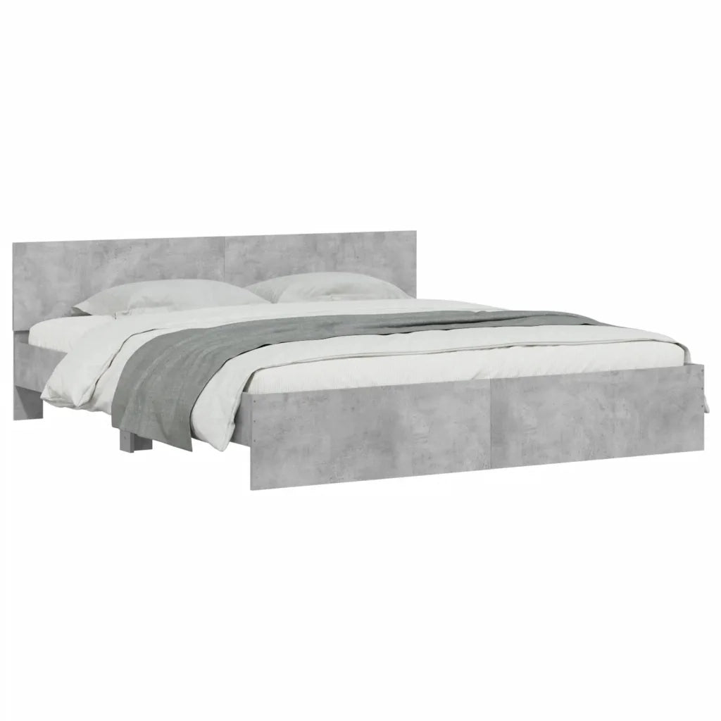 Giroletto con Testiera-Struttura Letto con testiera Grigio Cemento 160x200 cm
