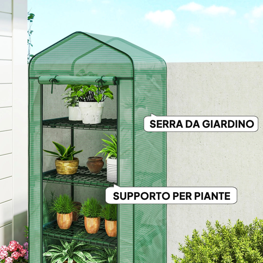 Serra da Balcone 4 Livelli con Rotelle ¨C zephmum ¨C Acciaio e PE Verde 69x50x165