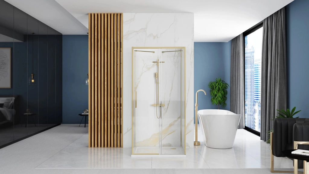 Cabina Doccia A Parete Rea Rapid Slide Brush Gold 110x100