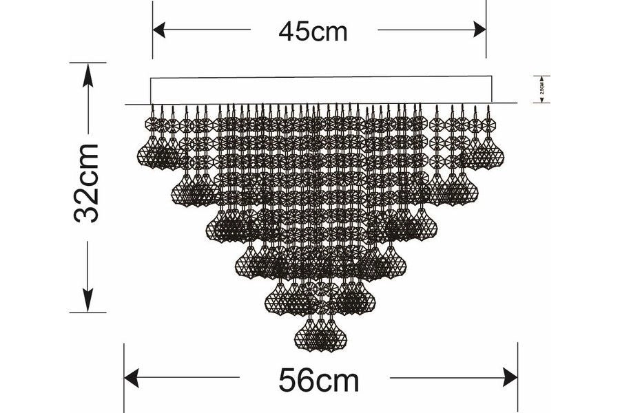 Plafoniera Reality Lancaster Crystal nera quadra 7xE14