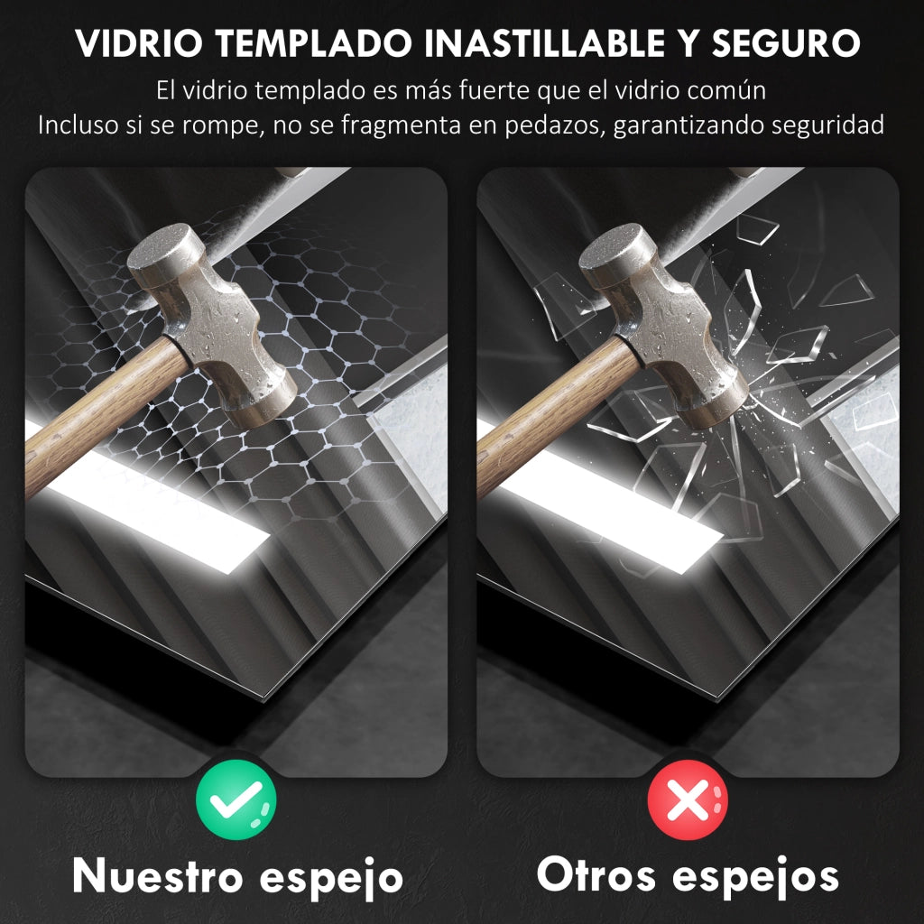 Specchio da Bagno con Luce LED ¨C Minimal ¨C Bianco 70x50 cm