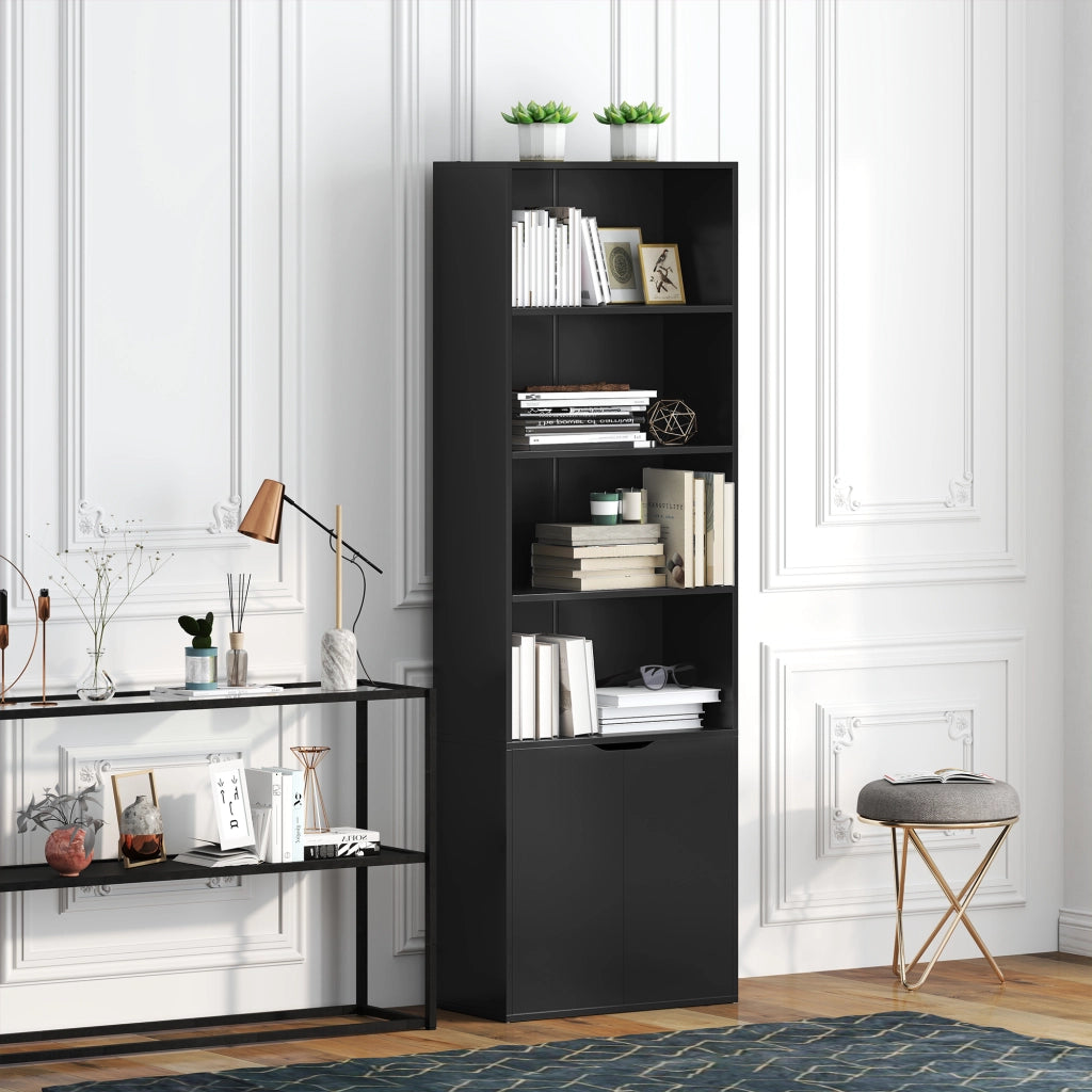 Libreria con ante e ripiani ¨C Xylo ¨C Legno nero 59x29x180 cm