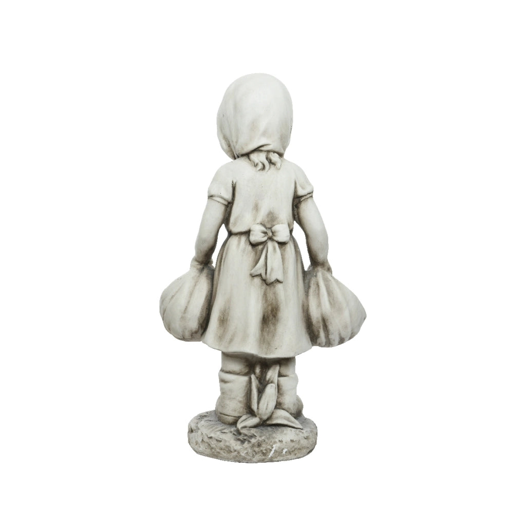 STATUA BIMBA25X37XH66,5CM IN POLIMAGNESIO BIANCO.