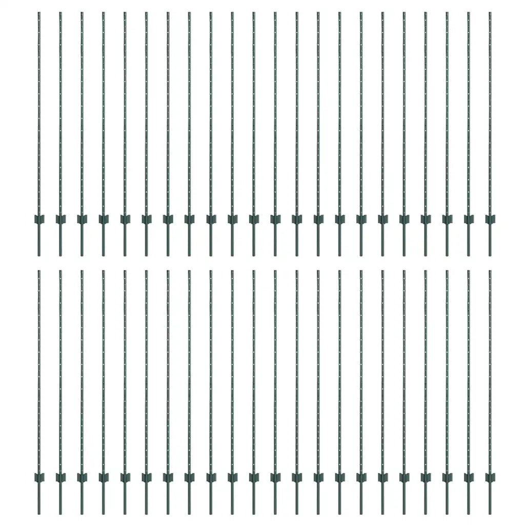 Palo della recinzione 44 pcs Verde 200 cm Acciaio 3335925