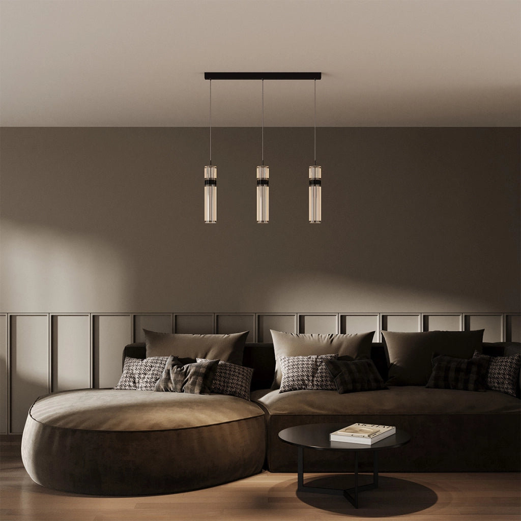 Lampada a sospensione tubo trasparente LED CCT 6W oro rosa
