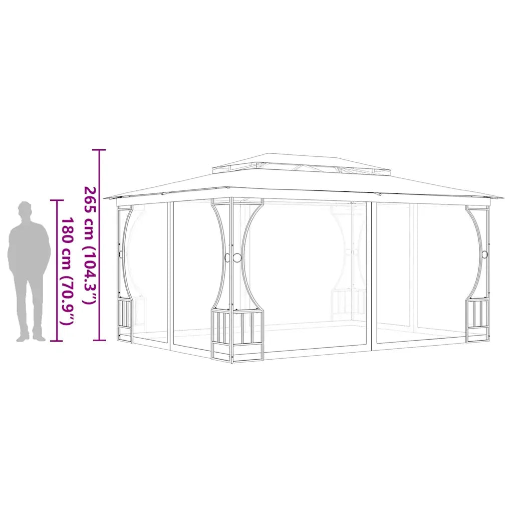 Gazebo | Pergolato con Rete 300x400x265 cm Antracite