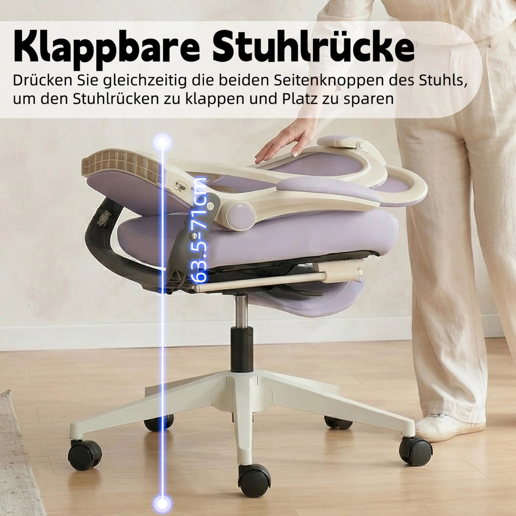 Sedia da ufficio ergonomica pieghevole ¨C zephmum ¨C viola con schienale regolabile, braccioli reclinabili e poggiatesta