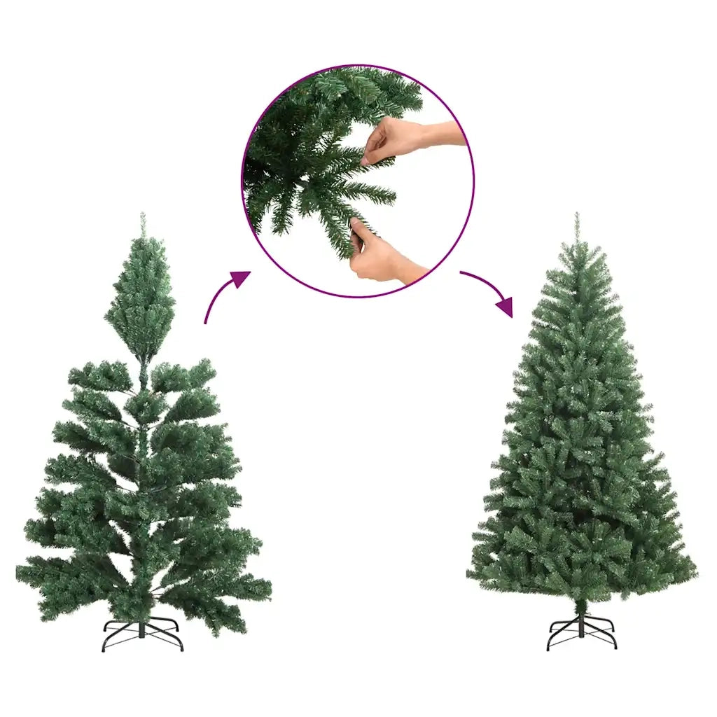 Albero Natale Artificiale Sottile a Met¨¤ e Supporto-Albero Natalizio Rosa 150 cm