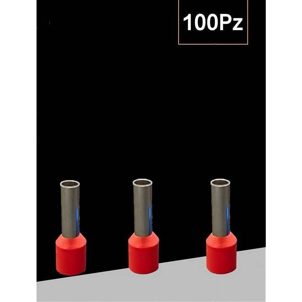 Trade Shop - Confezione 100 Pz Tubetto Capicorda Isolato Per Cavi 6 Mm² Terminale 12 Mm E6012 -