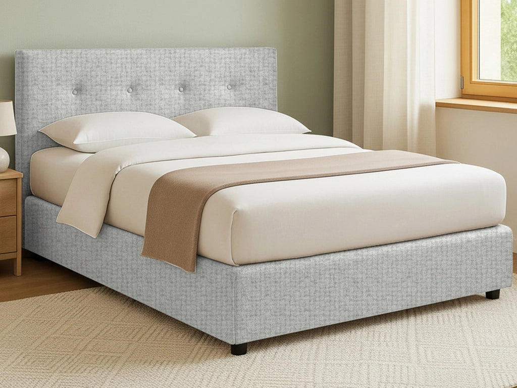 Preston, Letto Matrimoniale Sfoderabile Made in Italy, Grigio Chiaro